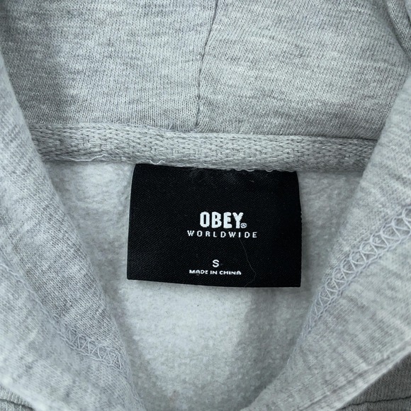 Obey‎ Hoodie Womens Small Gray Rose Floral Pullover Sweatshirt Streetwear Skate - Picture 7 of 9